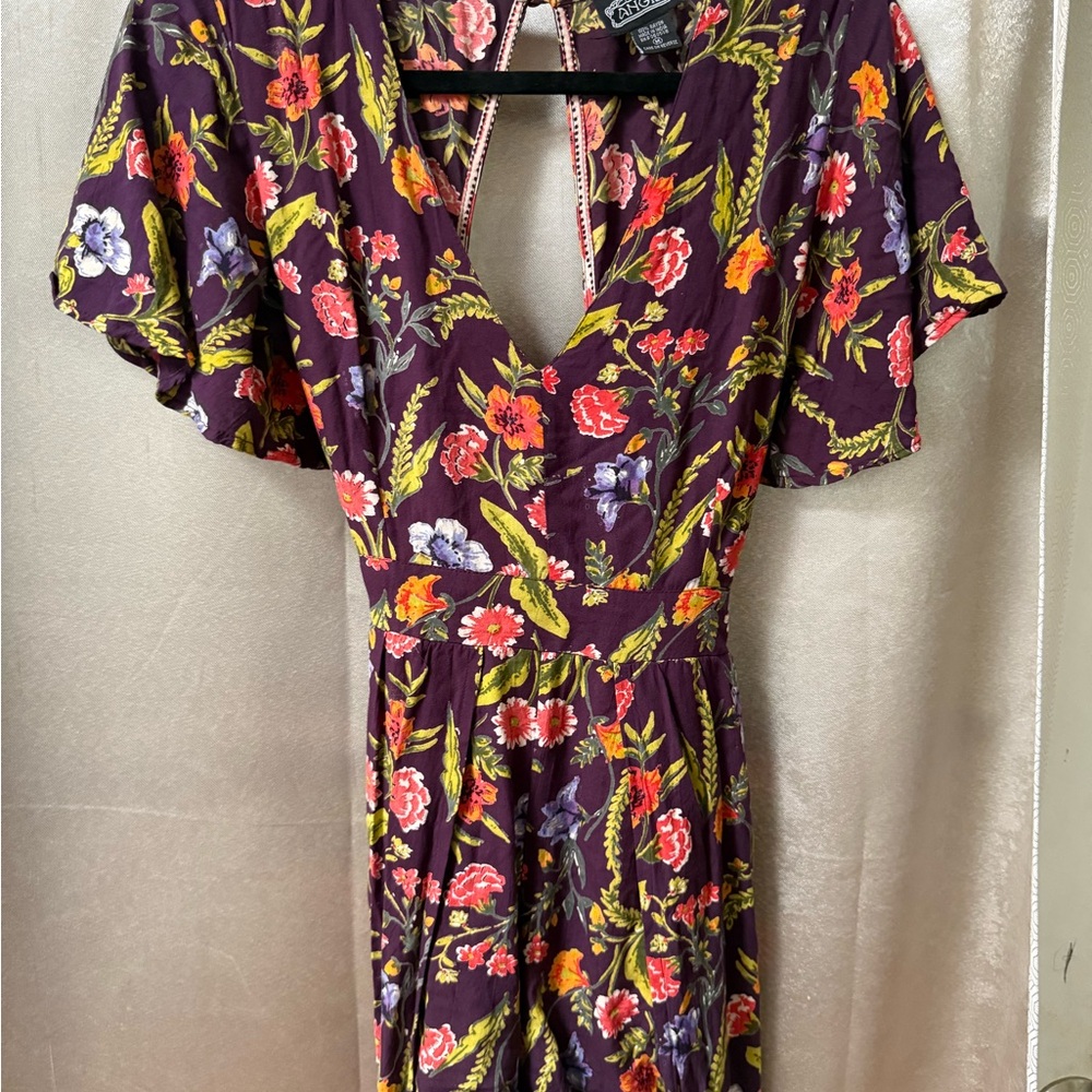 Angie Boho Shorts Romper with Multicolor Floral Maxi Dress Back Keyhole Medium - Picture 2 of 7